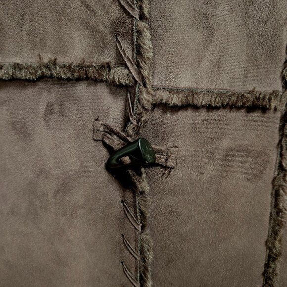 Y2K Penny Lane Coat Size l Boho Brown Faux Suede Brown Faux Fur 3/4 Length - Picture 3 of 11